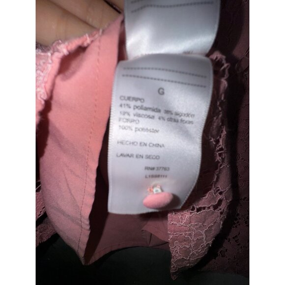 Laundry By Shelli Segal Pink Mauve Lace Bell Sleeve Top Shirt Blouse Large Boho - Picture 12 of 13